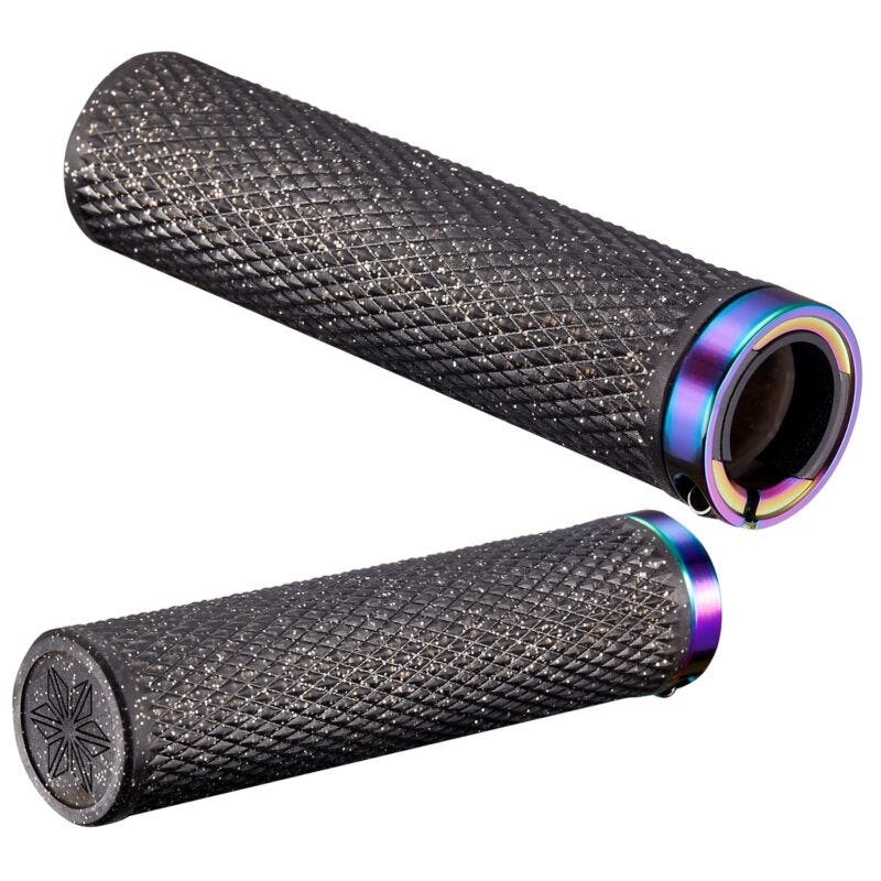 Supacaz Diamond Kush Grips Black Bling with Oil Slick Rings
