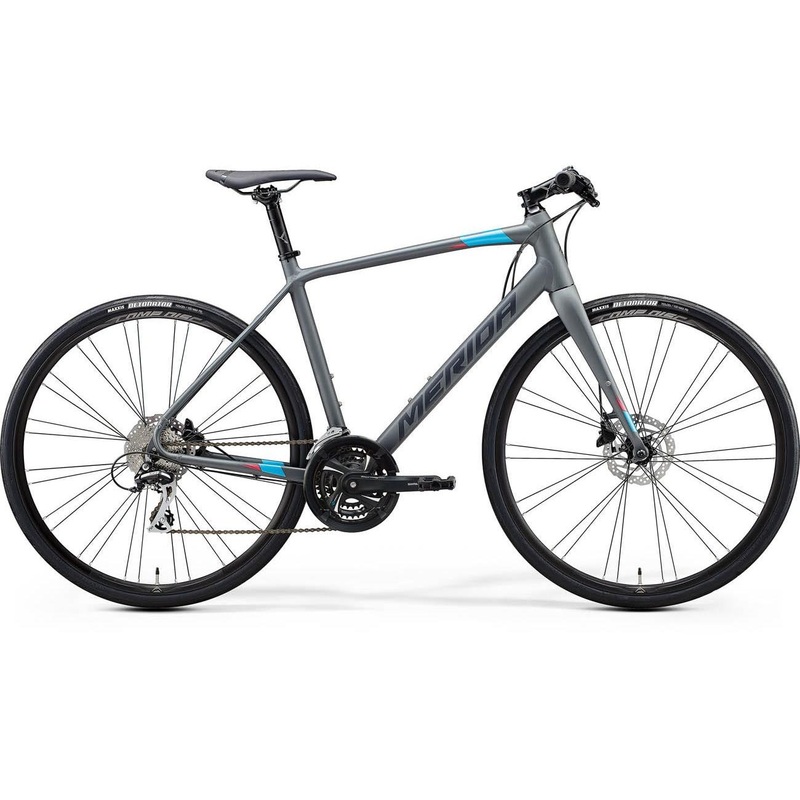 Merida Speeder 100 Flat Bar Road Bike Matt Cool Grey/Blue/Red XS