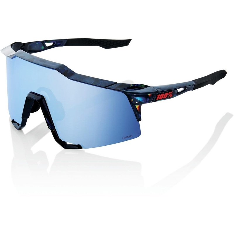 100% Speedcraft Sunglases Black Holographic – HiPER Blue Multilayer Mirror Lens