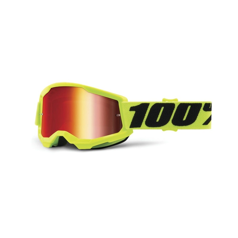 100% Strata 2 Junior Goggles Fluo/ Yellow/  Mirror Red Lens