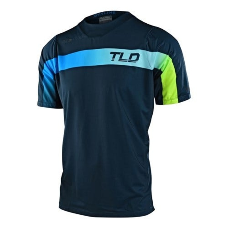 TLD Skyline Short Sleeve Jersey Jet Fuel Slate/Blue Medium