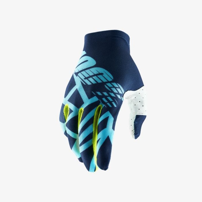 100% Celium 2 Gloves Navy/Ice Blue/Fluo Lime SM