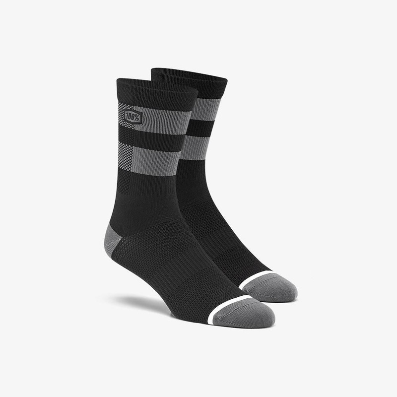 100% Flow Performance Socks Black/Grey SM/MD