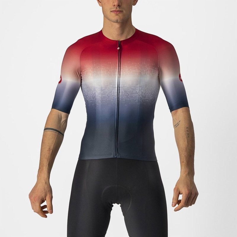 Castelli Aero Race 6.0 Rosso Corsa Jersey Savile Blue/Red SM