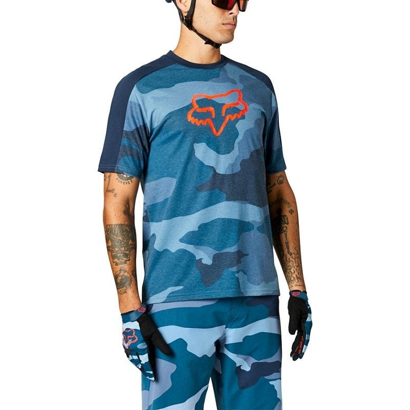 FOX Ranger Refuel DR Short Sleeve Jersey Blue Camo SM