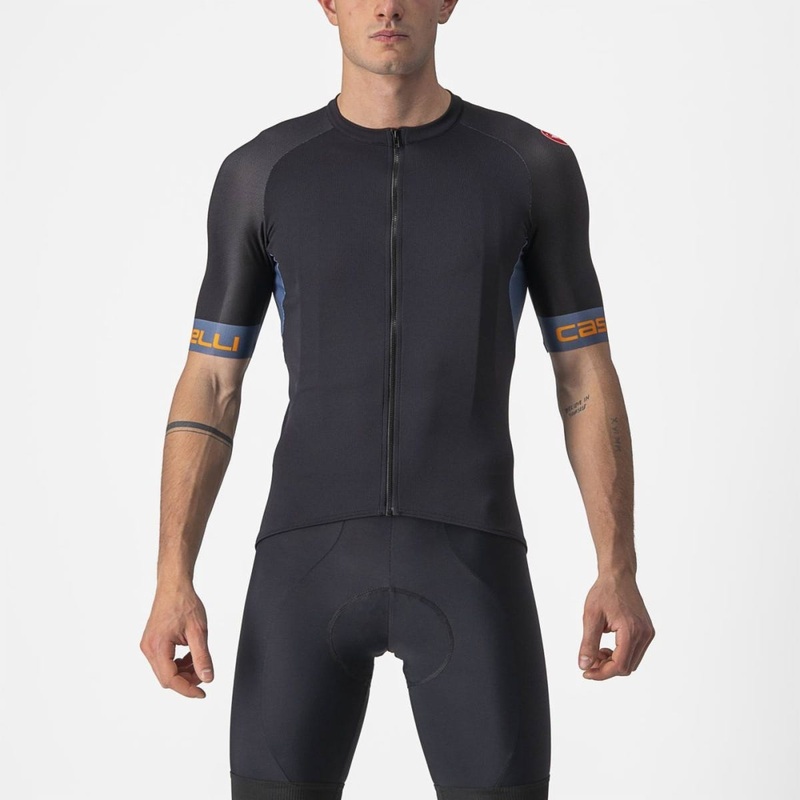 Castelli Entrata VI Jersey Light Black/Steel Blue SM