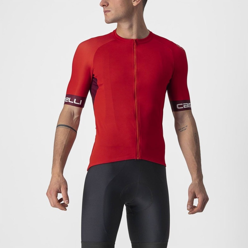 Castelli Entrata VI Jersey Light Bordeaux Red/Ivory SM