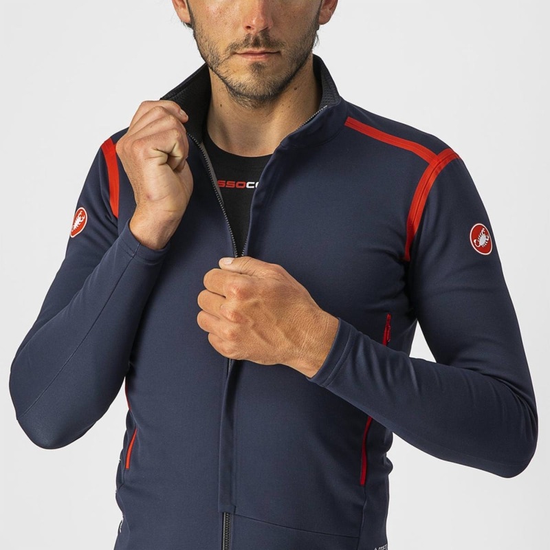 Castelli Perfetto Rosso Corsa LS Jersey Savile Blue MD