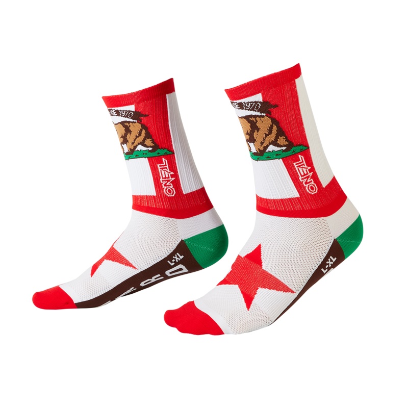 O’Neal MTB Performance Socks California Red/White/Brown SM/MD