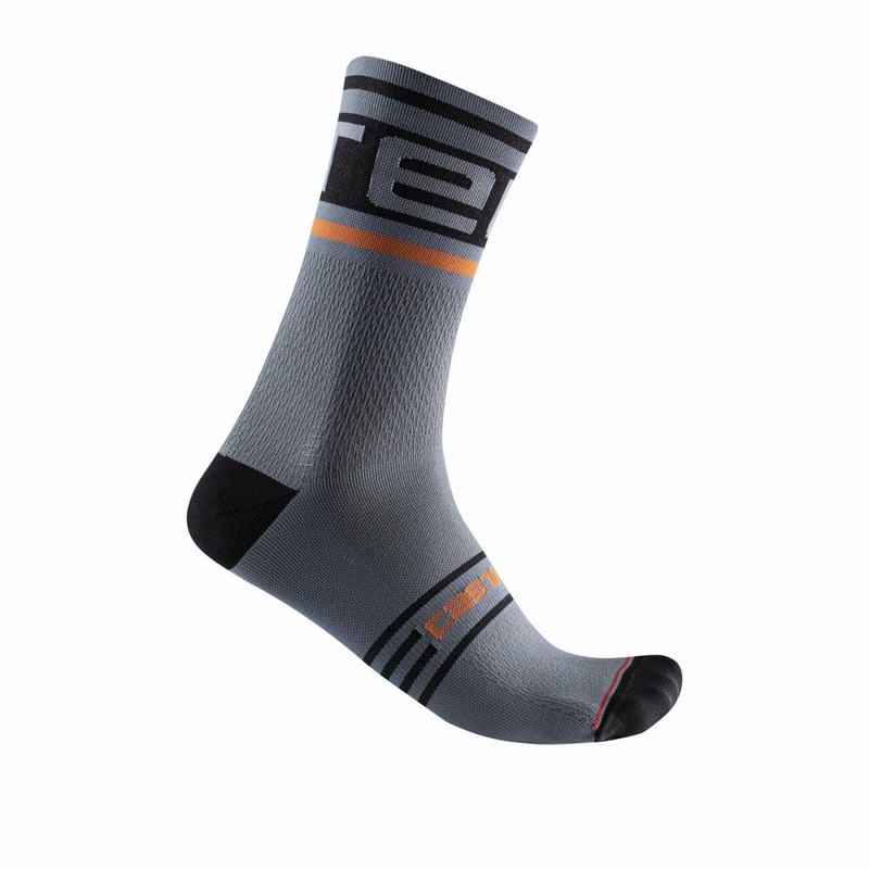 Castelli Prologo 15” Socks Steel Blue/Orange MD