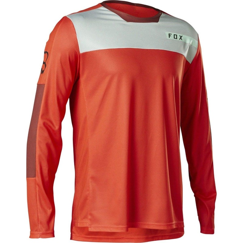 FOX Defend Moth Long Sleeve Jersey Fluoro Red SM