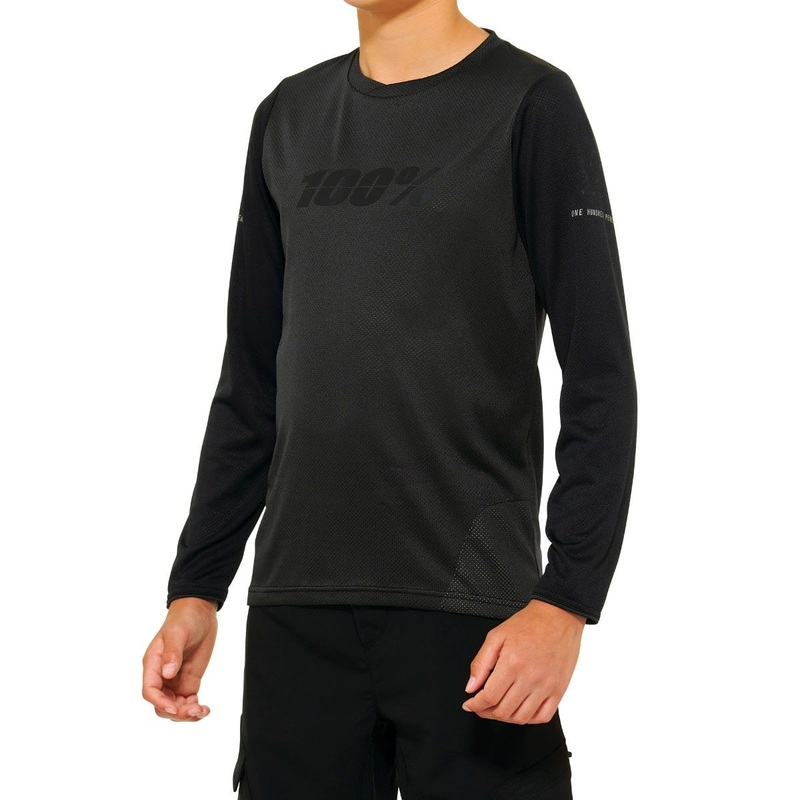 100% RIDECAMP Youth Long Sleeve Jersey Black/Charcoal SM