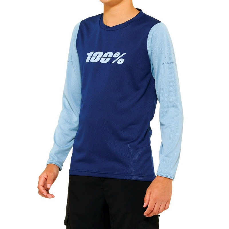 100% Ridecamp Youth Long Sleeve MTB Jersey Navy/Slate SM