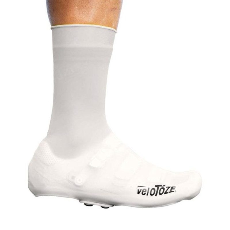 VelotToze Tall Silicone Shoe Covers With Snaps White SM