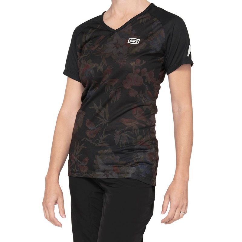 100% Airmatic Short Sleeve Women’s Jersey Black/Floral SM