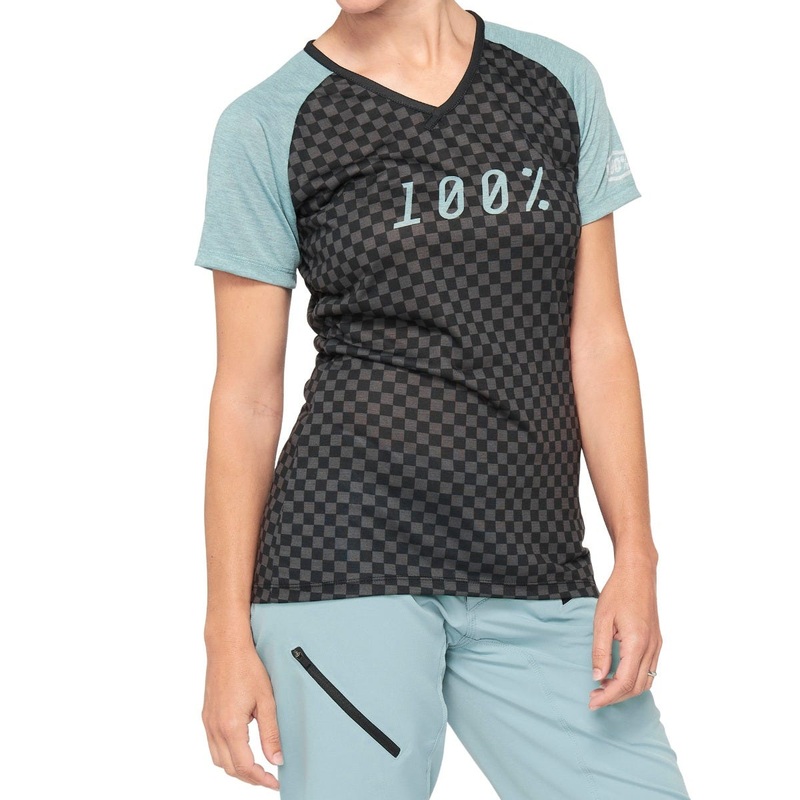 100% Airmatic Short Sleeve Women’s Jersey Seafoam/Checkers SM