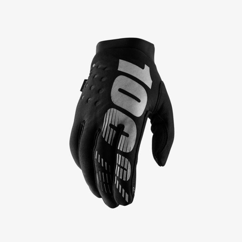 100% Brisker Full Finger Gloves Black/Grey SM