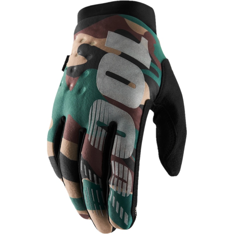 100% Brisker Full Finger Gloves Camo/Black MD