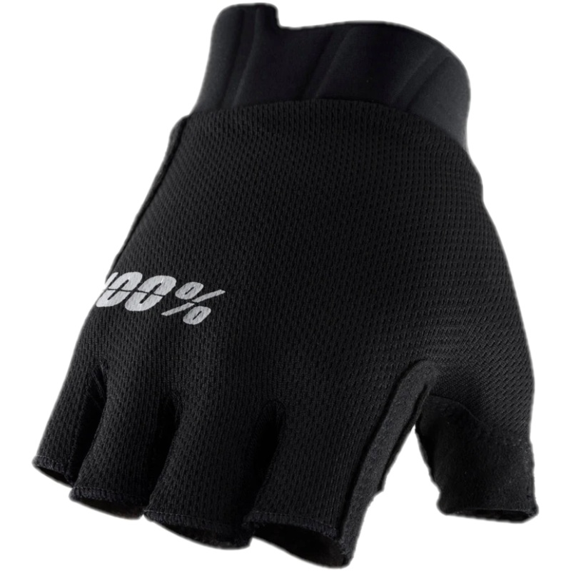 100% Exceeda Gel Short Finger Gloves Solid Black SM