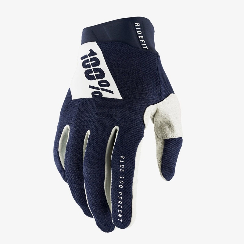 100% Ridefit Full Finger Gloves Navy/White SM