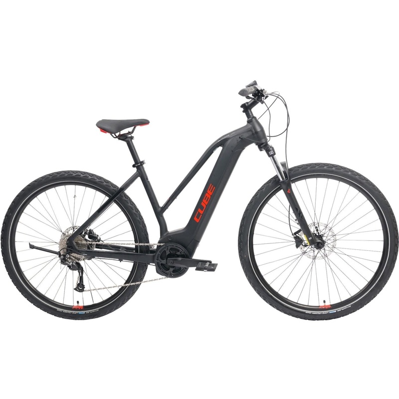Cube Nature Hybrid ONE 400 Trapeze Electric Hybrid Bike Black/Red XS