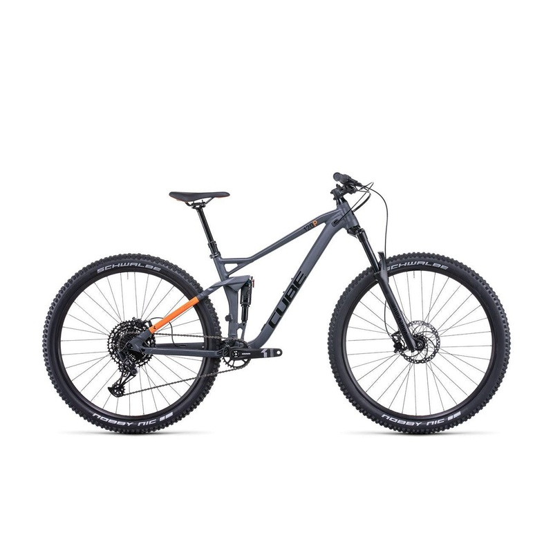 Cube Stereo 120 Pro Dual Suspension Mountain Bike Grey ‘n’ Orange XS