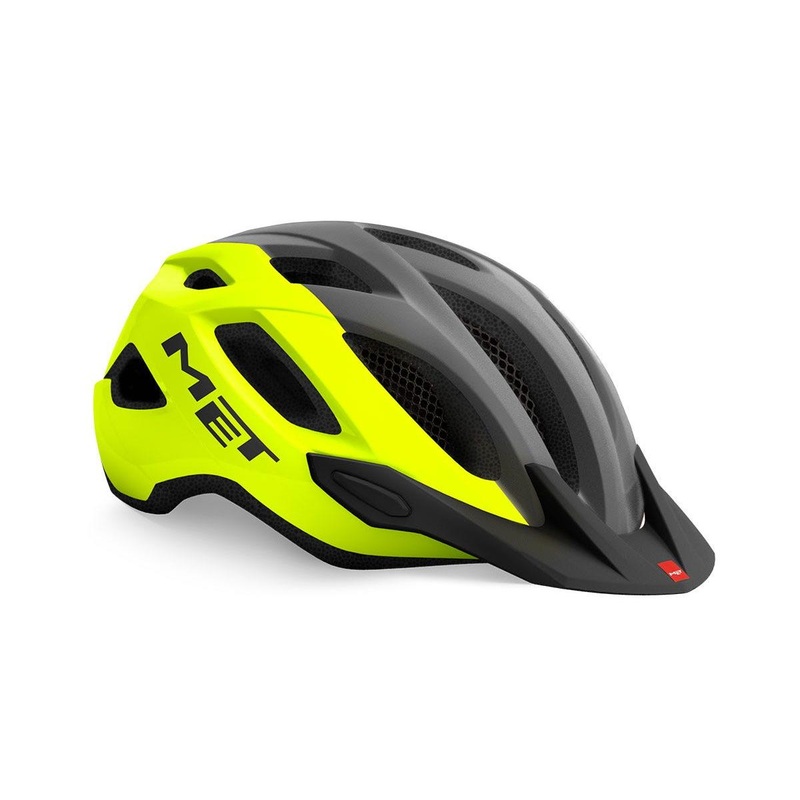 MET Crossover Helmet Fluorescent Yellow/Grey with LIGHT MD/LG