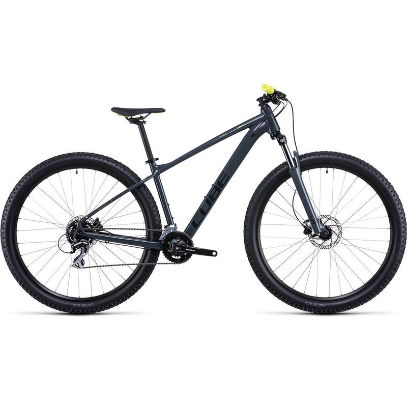 Cube Aim Pro Hardtail Mountain Bike Grey’n’Flash Yellow XS