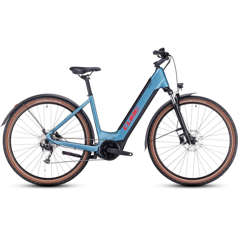 Cube Nuride Hybrid Performance 625 Allroad Easy Entry Electric Hybrid Bike Metal Blue n Red XS