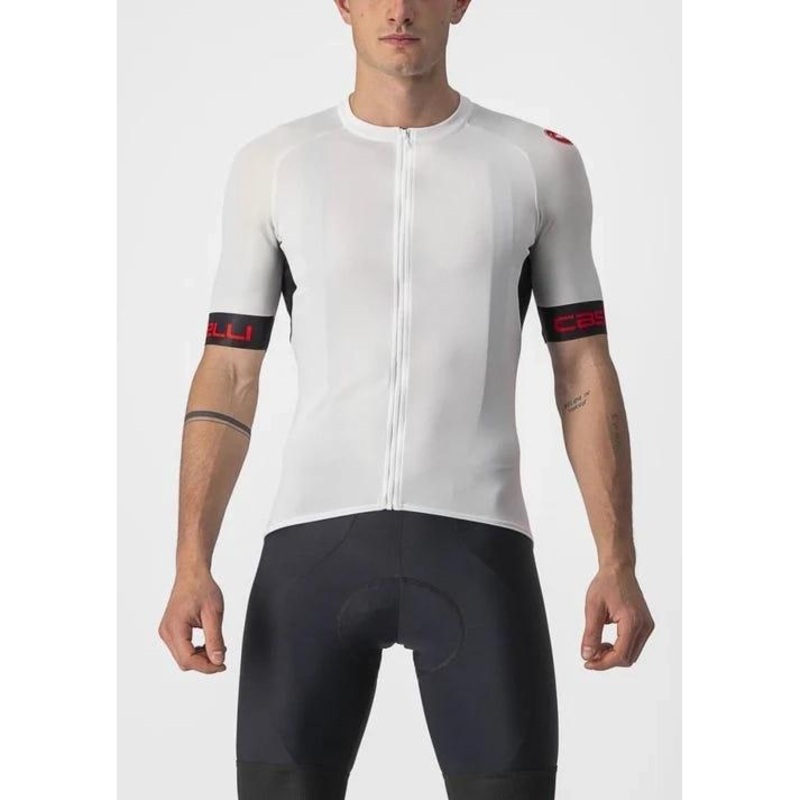 Castelli Entrata VI Short Sleeve Jersey Ivory/Light Black/Red XS
