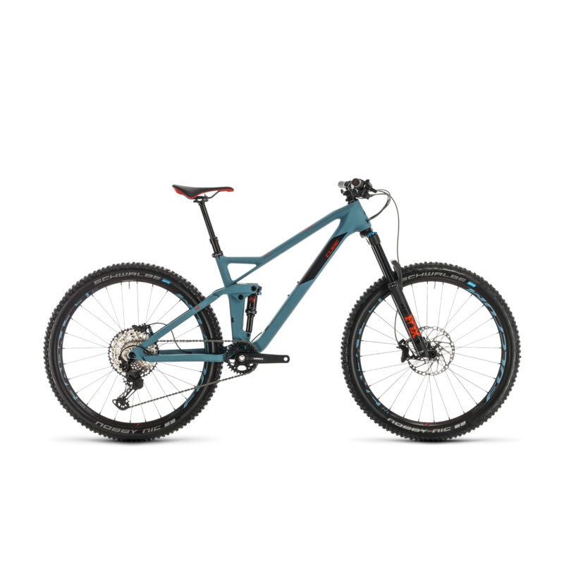 Cube Stereo 140 HPC Race 27.5 Mountain Bike Bluegrey/Red