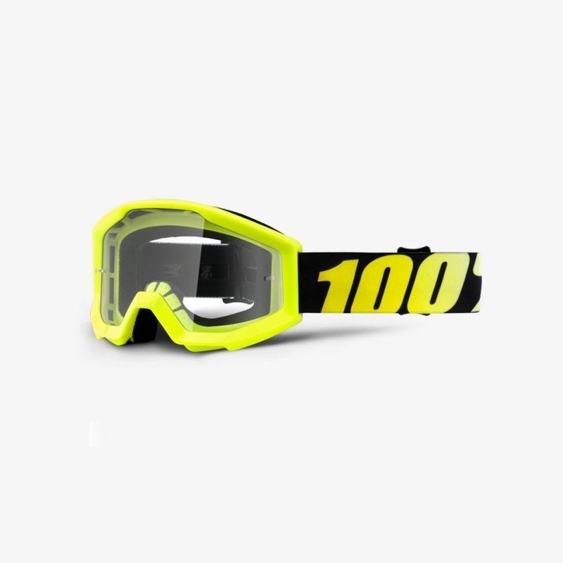 100% Strata JR Goggles Neon Yellow – Clear Lens