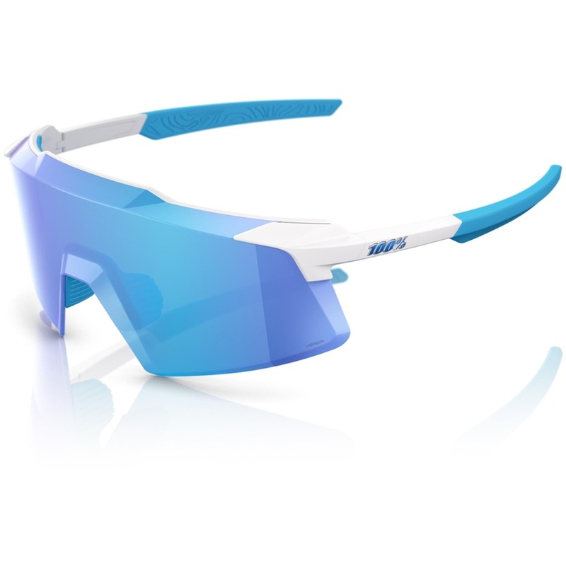 100% Aerocraft Sunglasses Matte White – HiPER Blue Mirror Lens