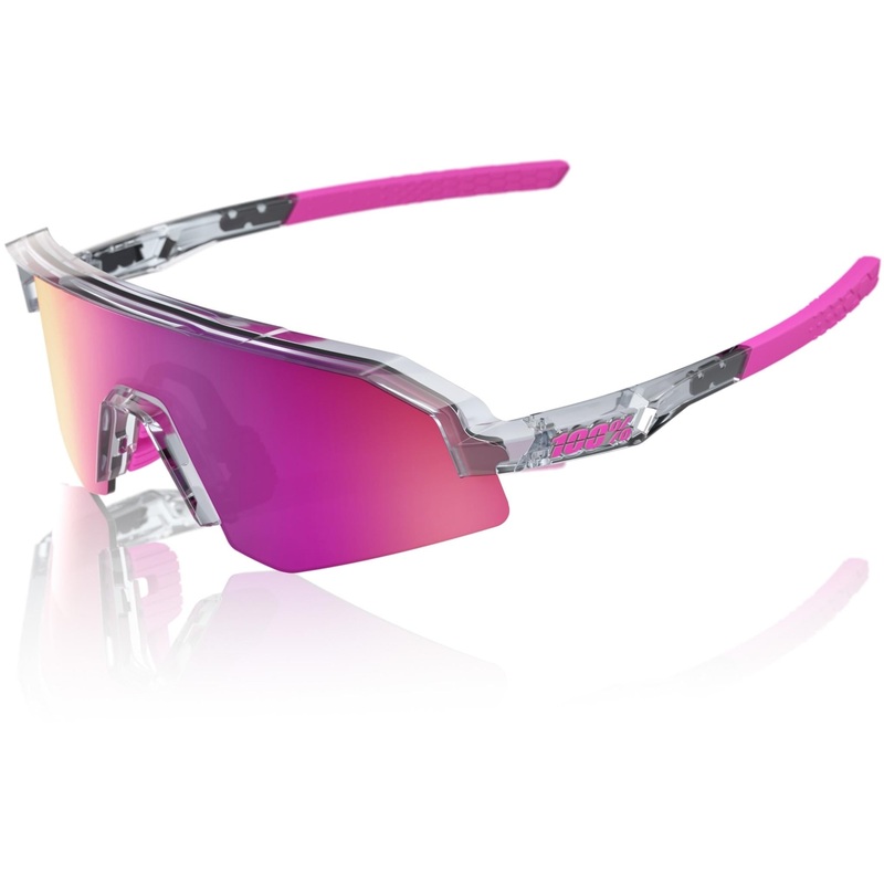 100% Slendale XS Sunglasses Polished Translucent Grey – Purple Mirror Lens