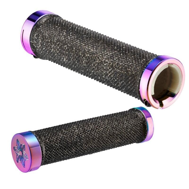 Supacaz Diamond Kush AM Grips Black with Oil Slick Rings