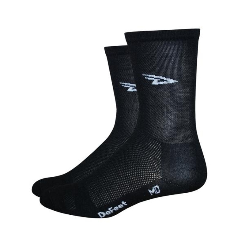 DeFeet Aireator D-Logo 5 Inch Single Cuff Socks Black SM
