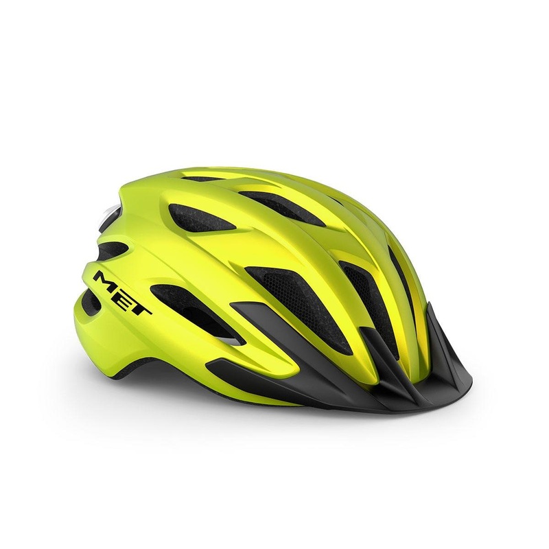 Met Crossover Helmet Lime Yellow Metallic with LIGHT LG/XL