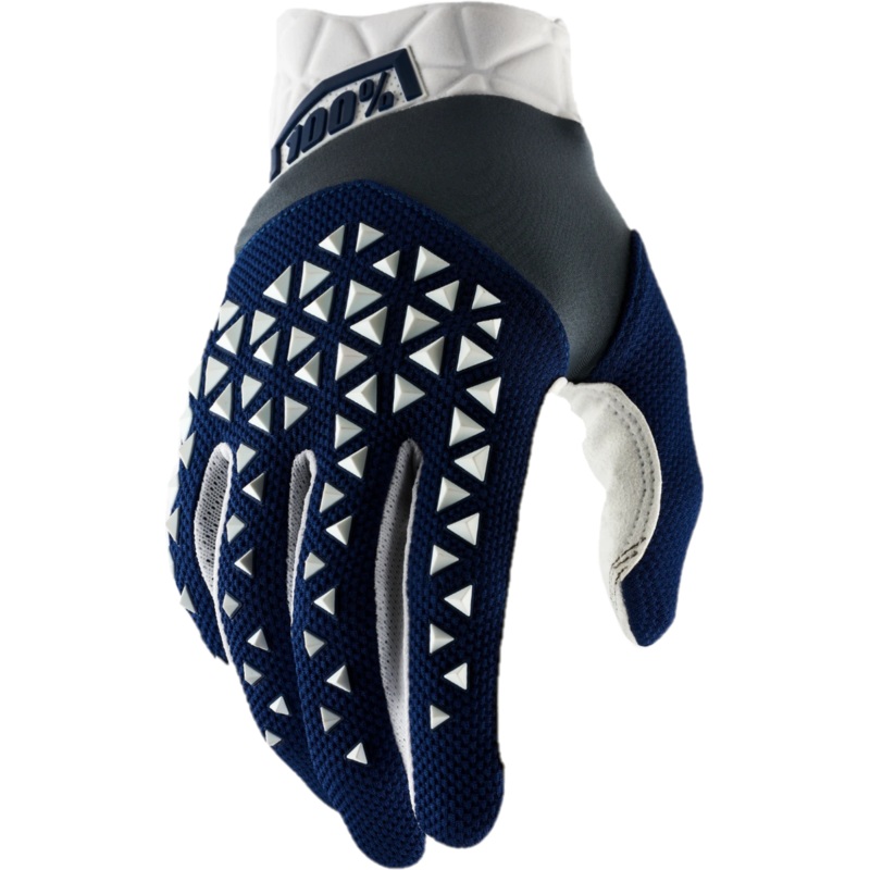 100% Airmatic Full Finger Gloves Navy/Steel/White SM