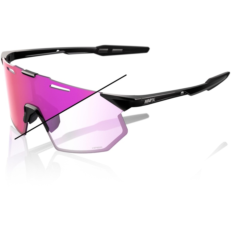 100% Hypercraft SQ Sunglasses Gloss Black – Photochromic Purple Mirror Lens