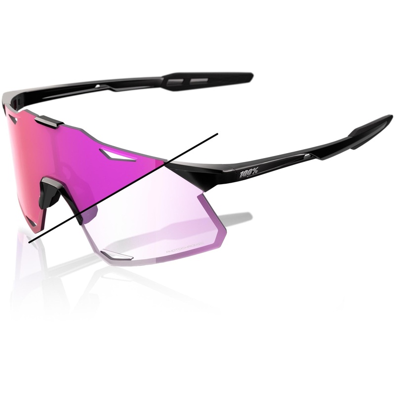 100% Hypercraft Sunglasses Gloss Black – Photochromic Purple Mirror Lens