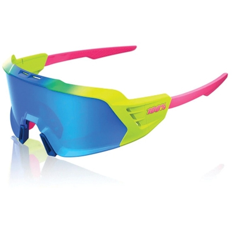 100% Korbin X Sunglasses Satin Neon – Blue Multilayer Mirror Lens