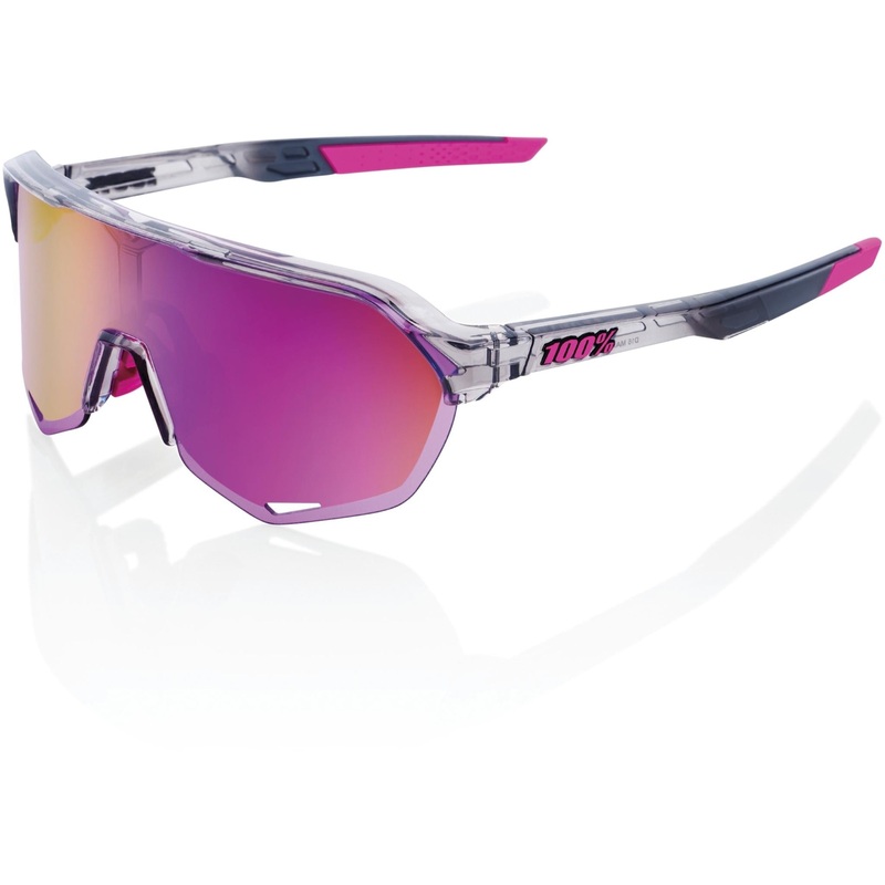 100% S2 Sunglasses Polished Translucent Grey – Purple Multilayer Mirror Lens