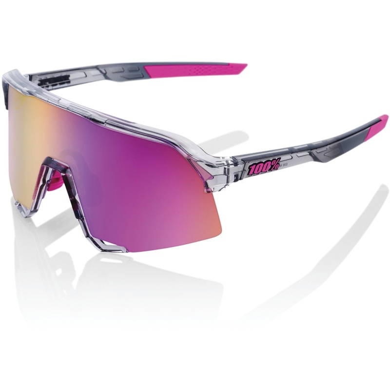 100% S3 Sunglasses Polished Translucent Grey – Purple Multilayer Mirror Lens