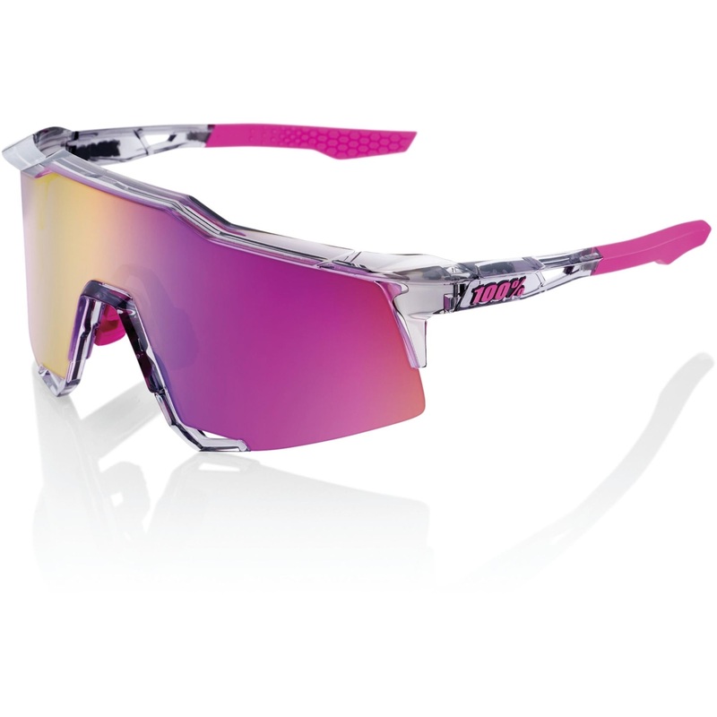 100% Speedcraft Sunglasses Polished Translucent Grey – Purple Multilayer Mirror Lens