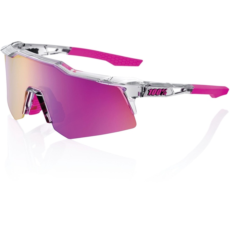 100% Speedcraft XS Sunglasses Polished Translucent Grey – Purple Multilayer Mirror Lens