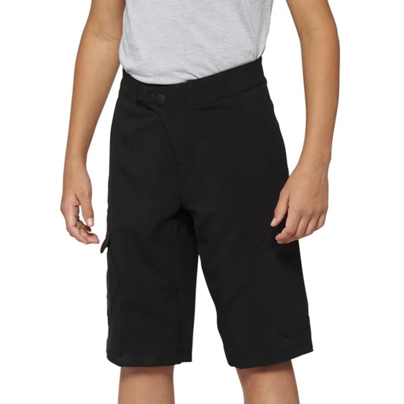 100% Ridecamp Youth Shorts Black (with Liner) Size – 22