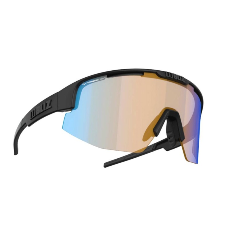 Nordiclight Matrix Bliz Glasses 13n | Matt Black Frame Coral Amber With Blue Multi Lens