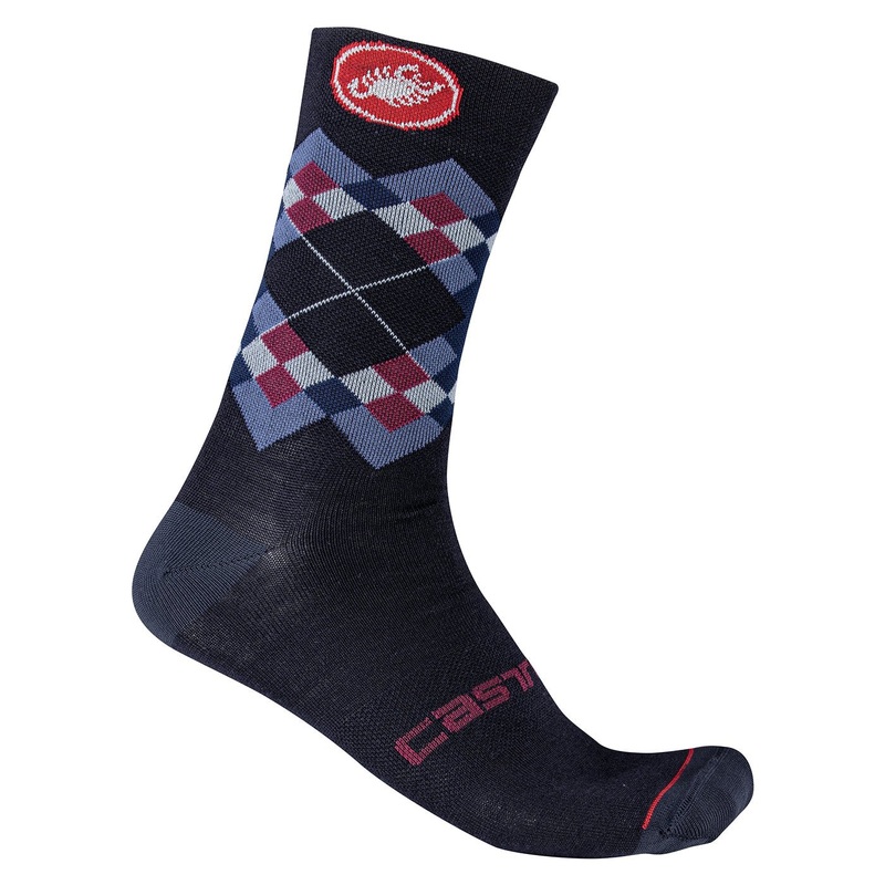 Castelli Calzini rhombus 18 Fiery Red – Bordeaux Orange S/M