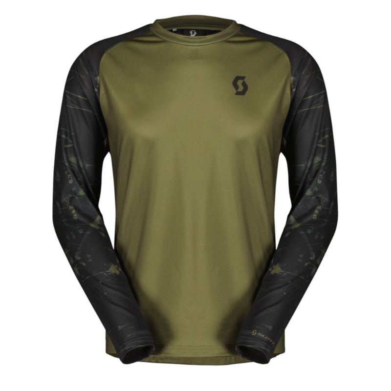 Long -sleeved men’s shirt Scott Trail Storm Fir Green – Black M