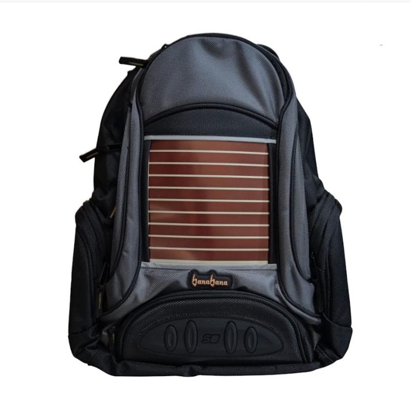 Banabana backpack with solar panel and Power Bank included Charcoal Gray